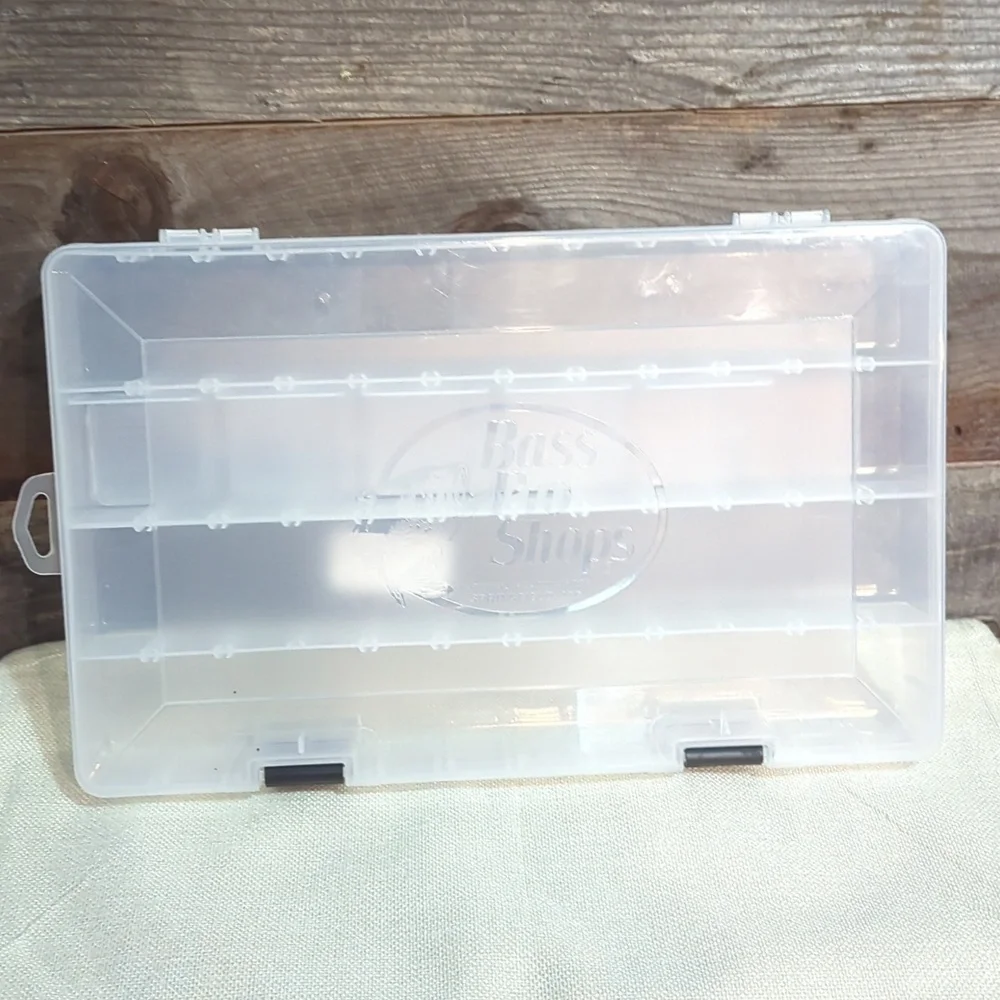 3 BASS PRO SHOPS LARGER SIZE CLEAR TACKLE BOX/ORGANIZER B
